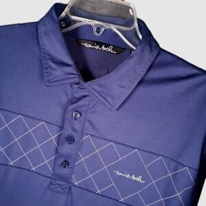 Travis Mathew Men's Large Blue Pima Cotton Blend Lightweight Golf Polo Shirt.